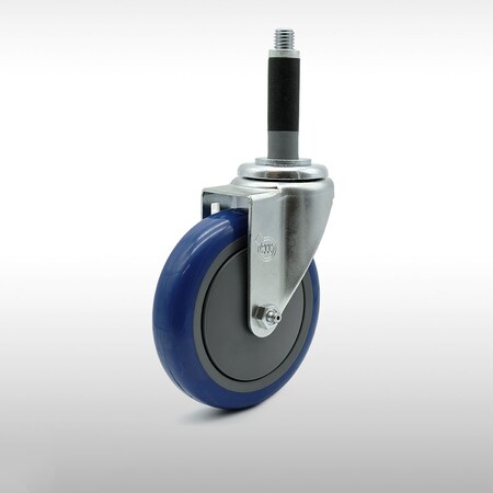 Service Caster 5 Inch SS Blue Polyurethane Wheel Swivel 3/4 Inch Expanding Stem Caster SCC SCC-SSEX20S514-PPUB-BLUE-MTG40